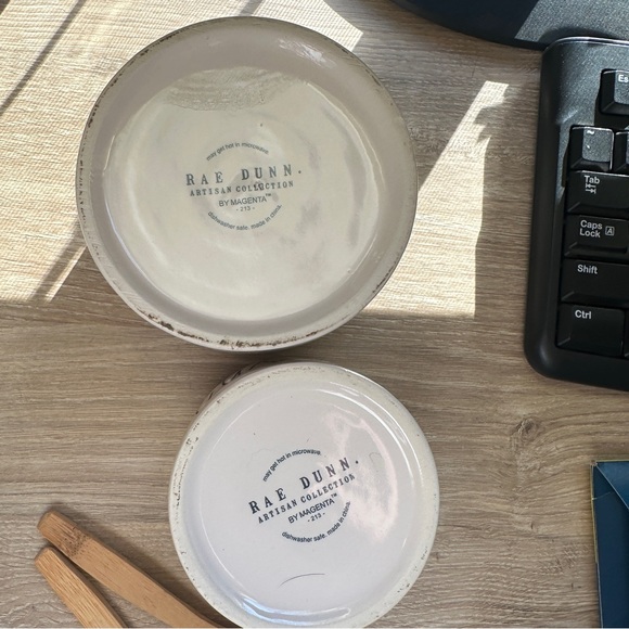 Rae Dunn  Ceramic Salsa and Guac Bowls with Wooden Spoons - Picture 3 of 3